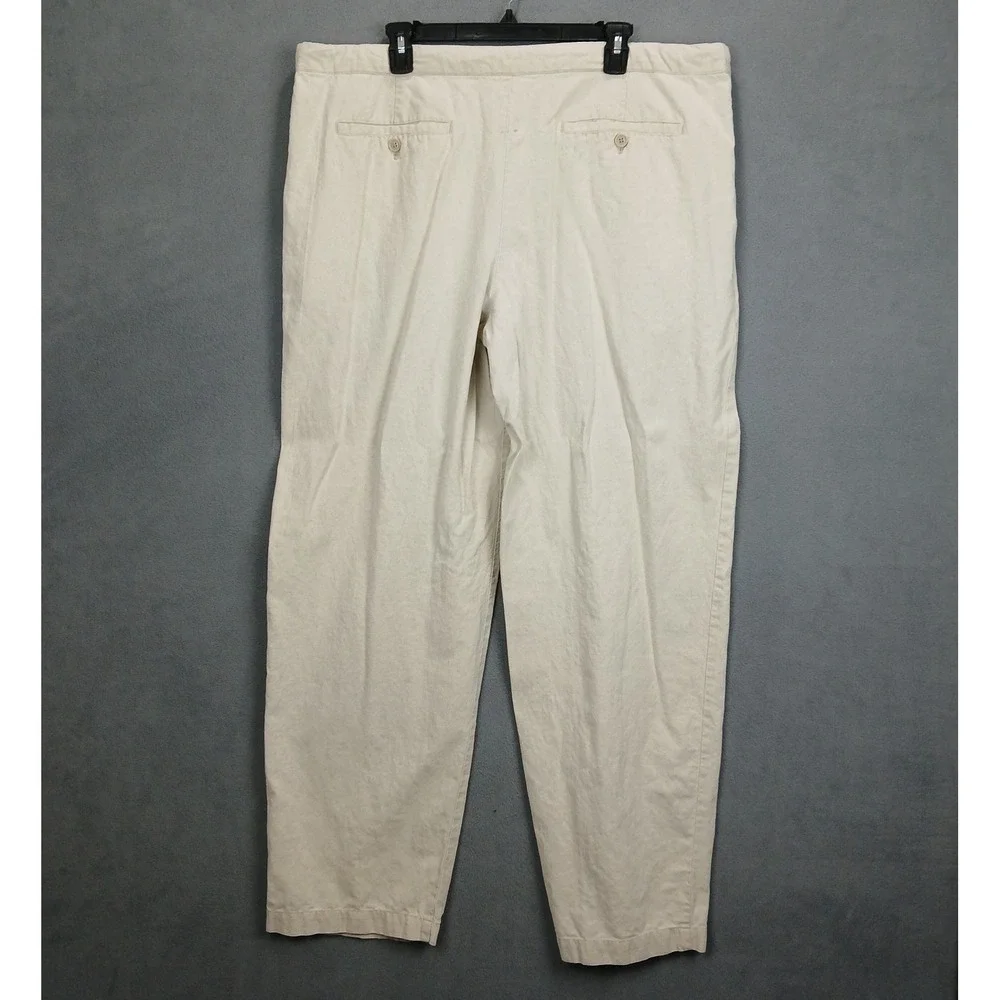 Reunion Pants Mens 2XL Beige Linen Blend Stretch Drawstring Waist Straight Leg